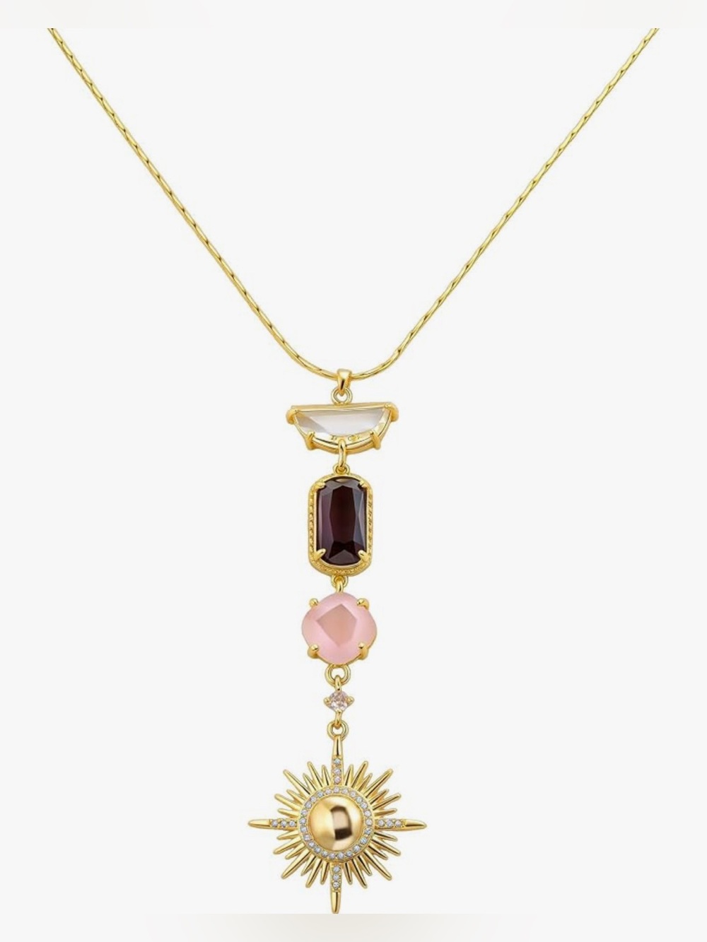 Unique Lord & Taylor 18KT Dip White topaz Raw gemstone geometric necklace